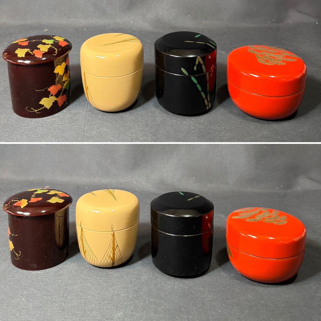 G82 送料無料　四季棗　樹芳　棗　春夏秋冬　木箱　漆芸　茶道具