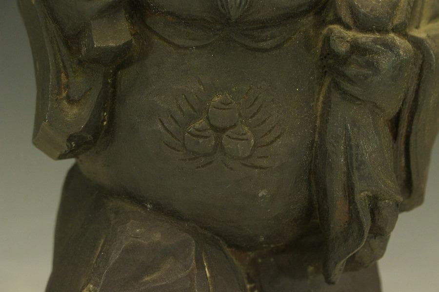 古銅 木彫刻写 大黒 像 高26.7cm(A366)