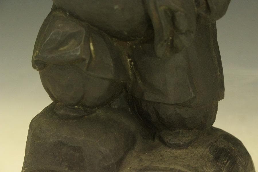 古銅 木彫刻写 大黒 像 高26.7cm(A366)