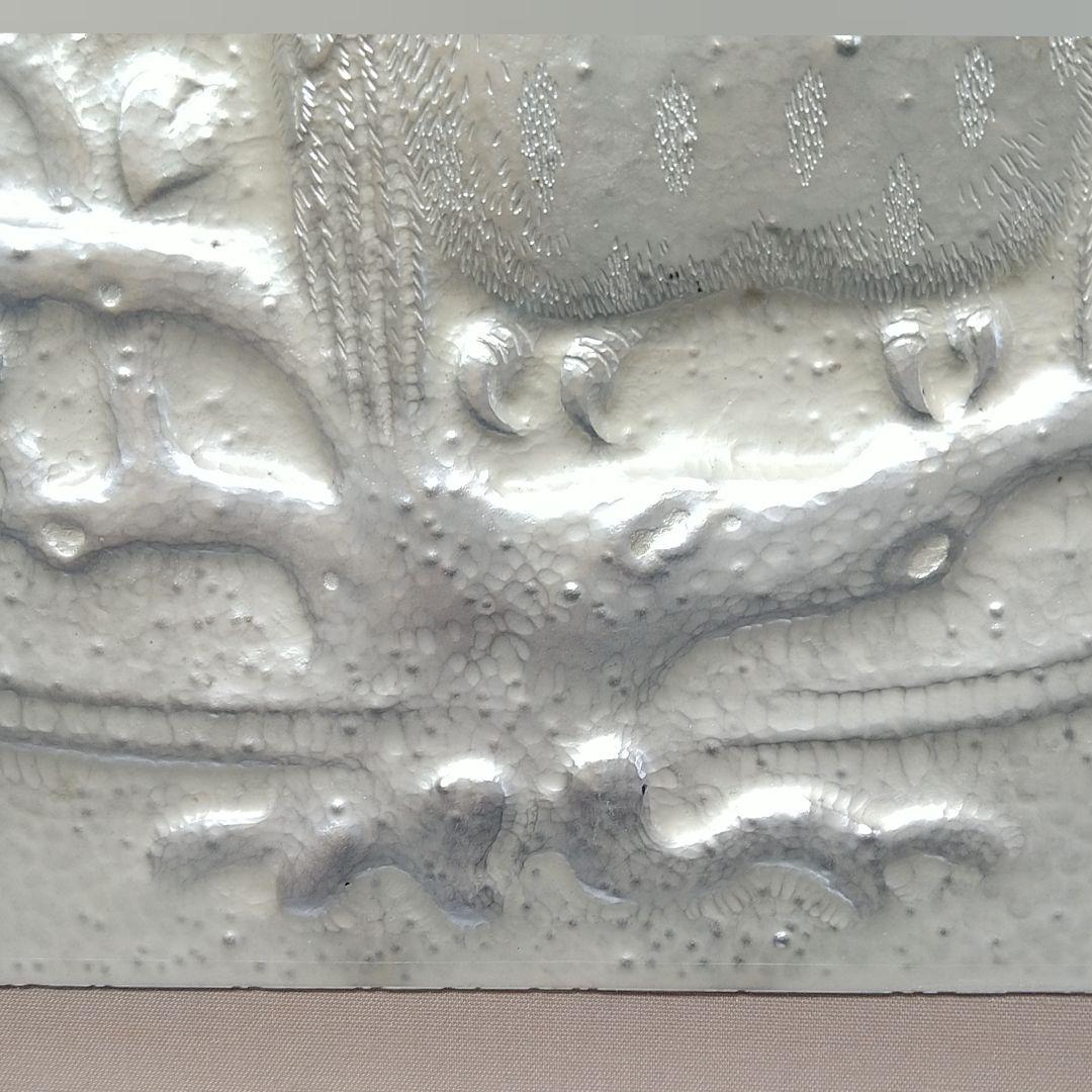 AE74 彫金家 帖佐美行 朧月 梟 共シール タトウ 差し箱 レリーフ 彫金額