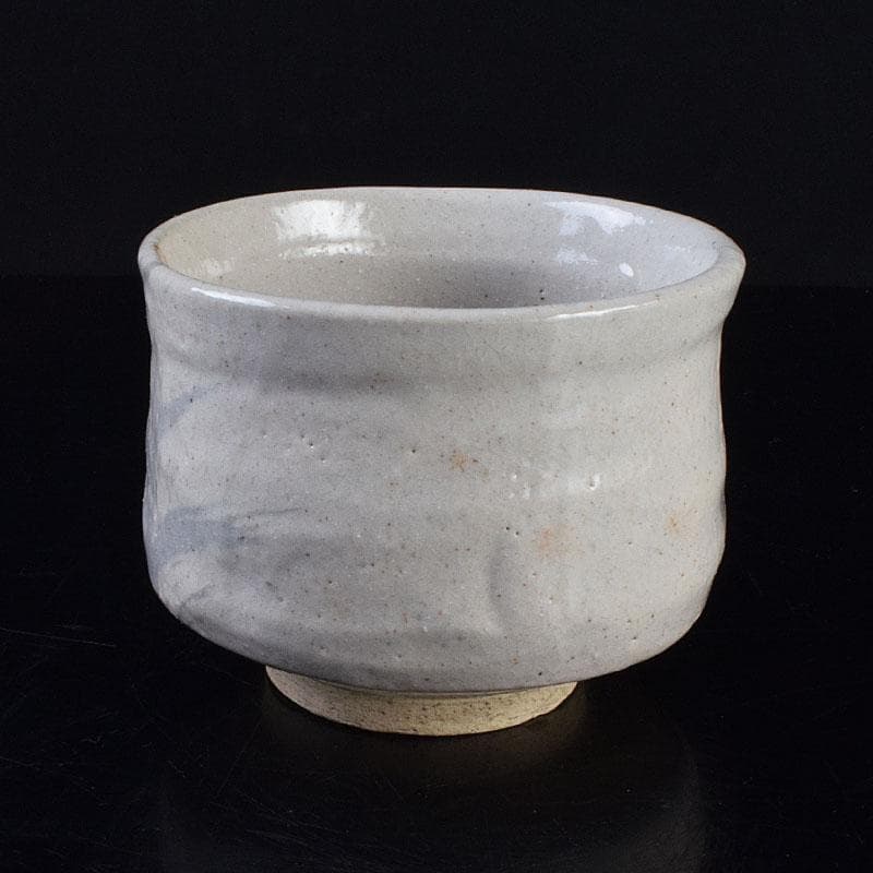 北大路魯山人作　志野焼　草文　茶碗　仕覆付　共箱　M　R9329