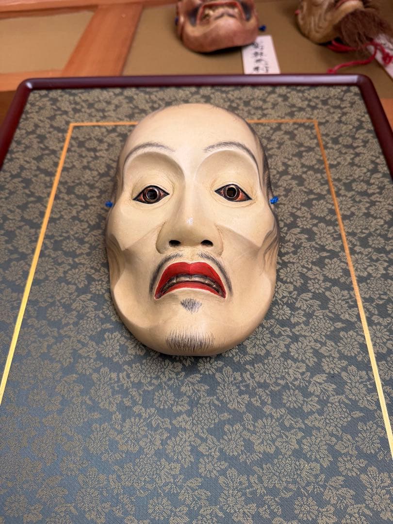 能面 痩せ男(やせおとこ) 木彫り