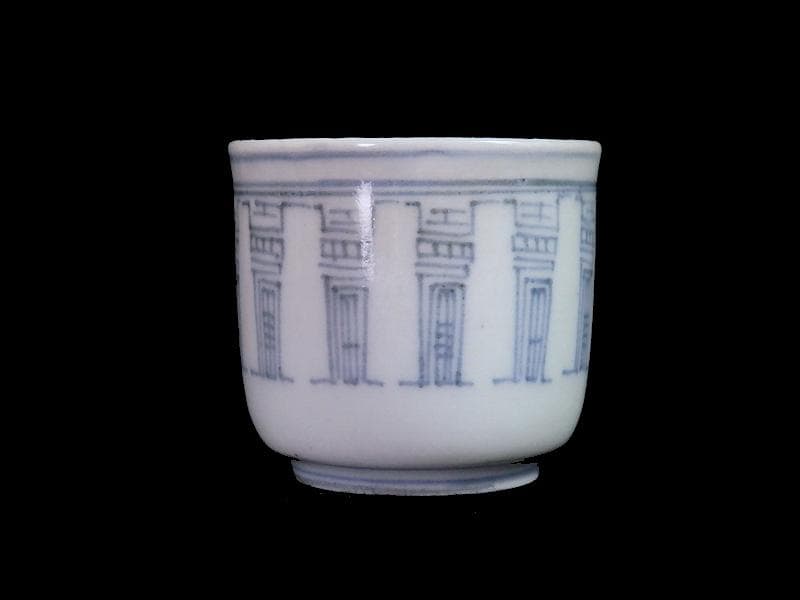 古伊万里　染付　寿紋の図　のぞき　猪口　D523AS-fbax