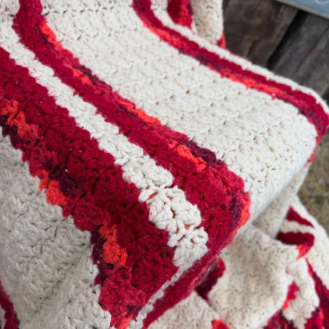 【USA vintage】グラニー ブランケット 膝掛け ラグ こたつカバー