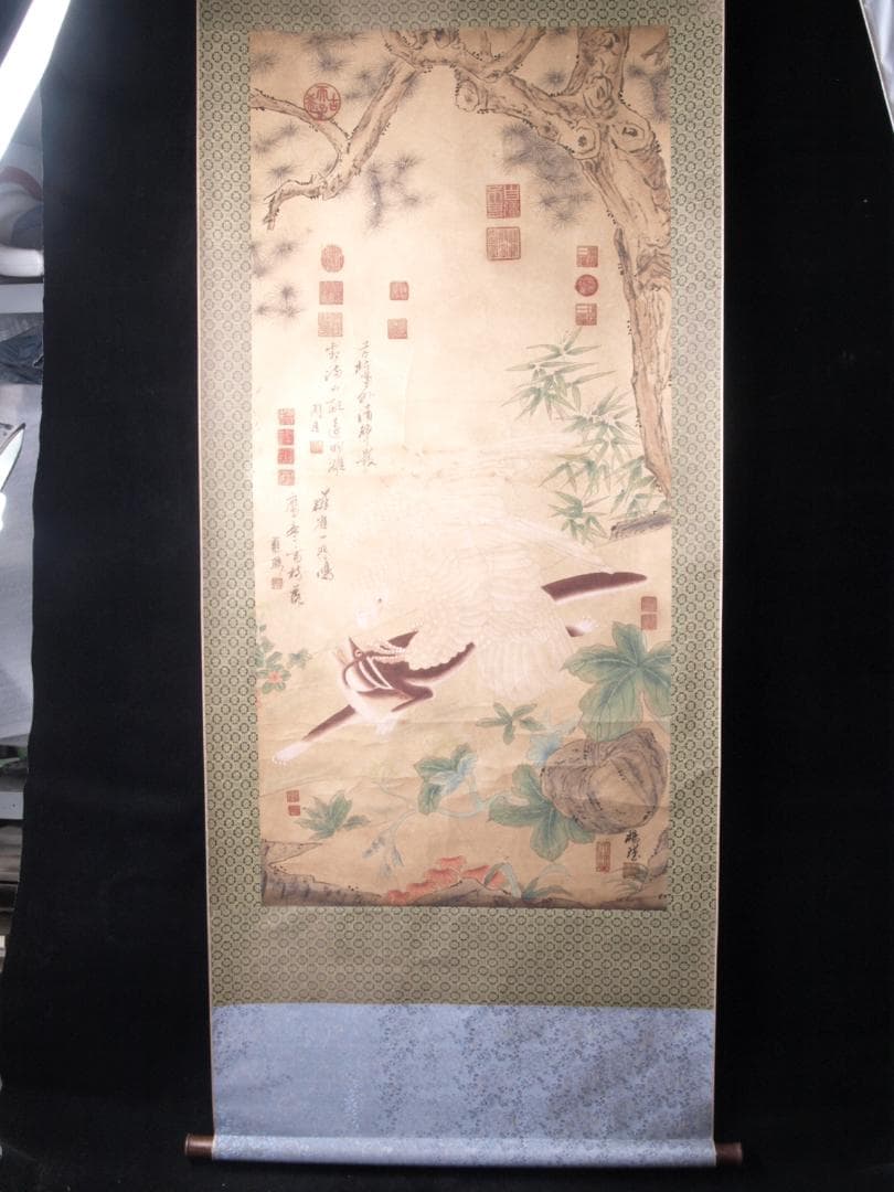 【骨董掛け軸】松図 中国李唐　肉筆保證 掛け軸　捲り AK972A12-3