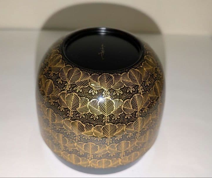 『沈金桐』前志芸男　輪島塗　沈金　桐 中棗　茶道具　茶器　的々斉　永田宗伴書付