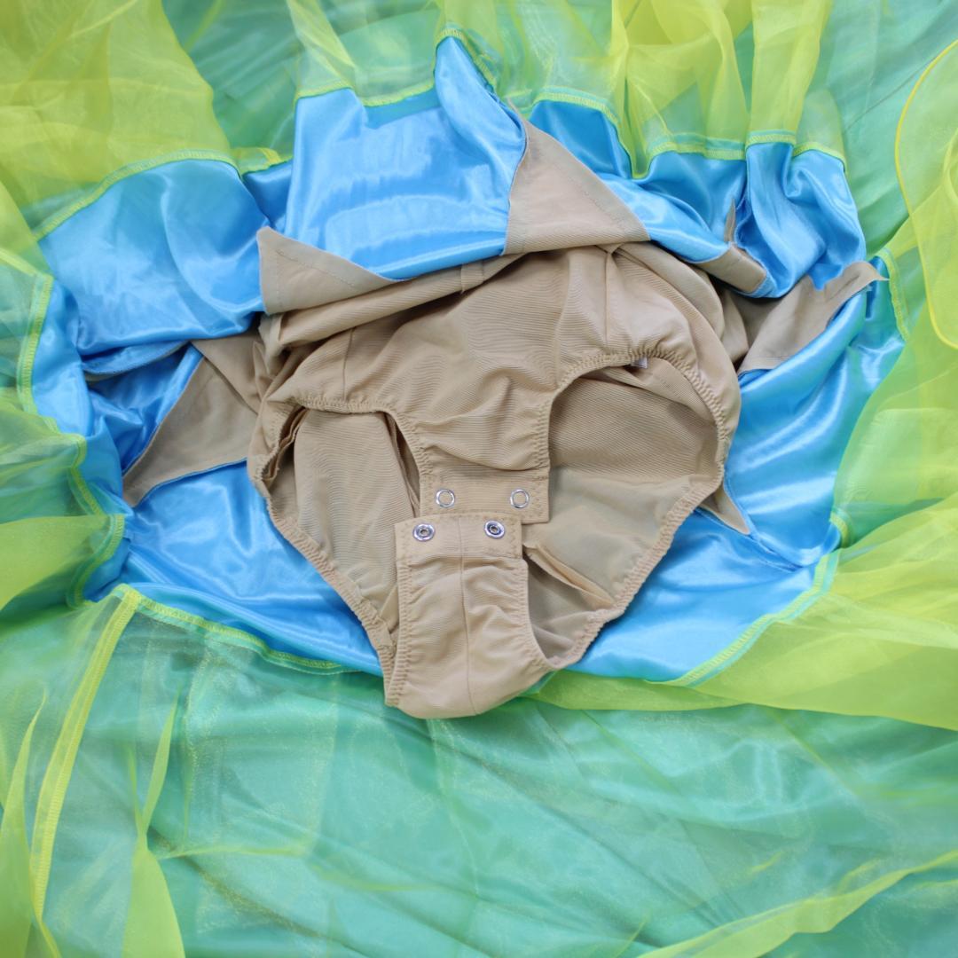 【美品 社交ダンス衣装】ブルー＆イエロー Tsukioka ワンピース ドレス