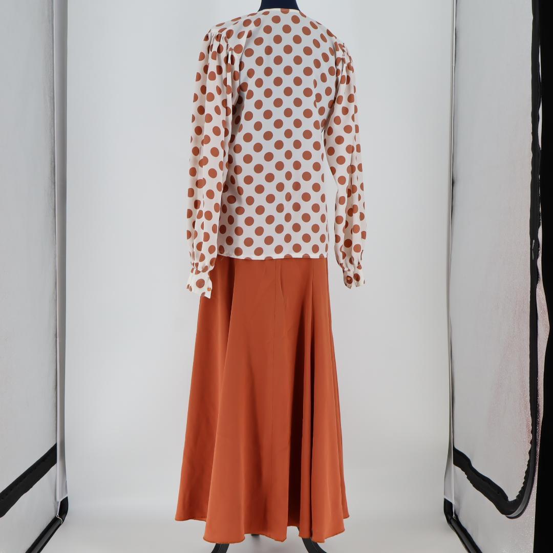 【美品 フラメンコ衣装】キャニオンブラウン×水玉柄 ブラウス ファルダ シージョ