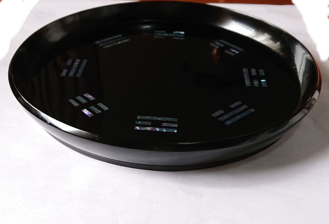 茶道具 八卦盆 真塗 木製漆 青貝螺鈿 平安象彦