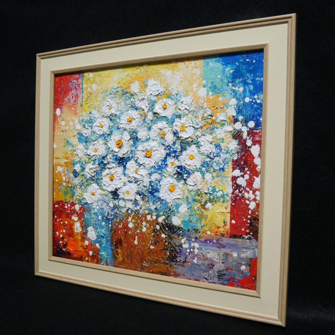 油絵 絵画【白い花】