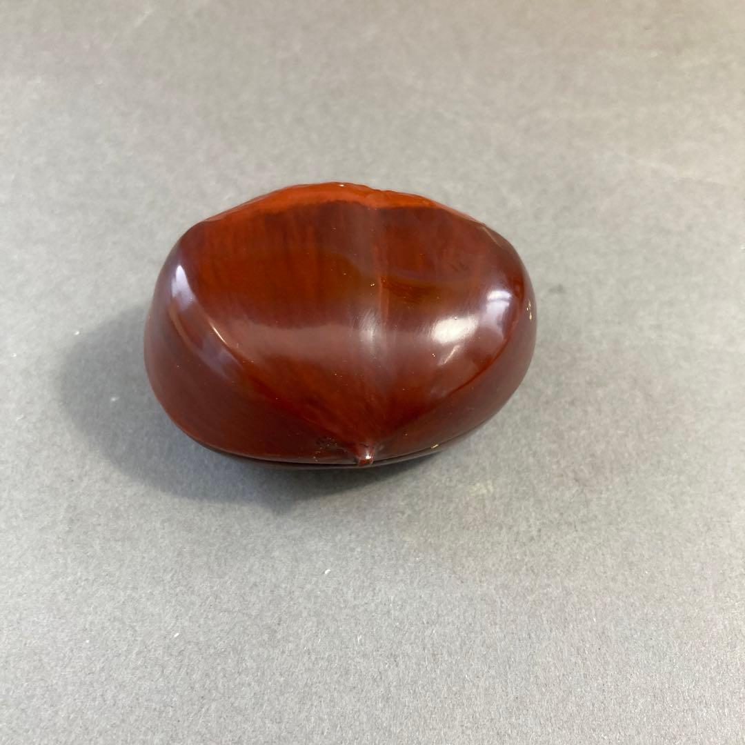 茶道具　乾漆　栗香合　畦地粒俵　造　内側全面金箔貼り　共箱　S73KG