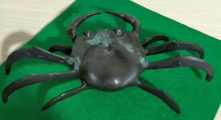 セール✨アンティーク　大きめ　蟹　古銅製　金属工芸品　運気上昇縁起置物