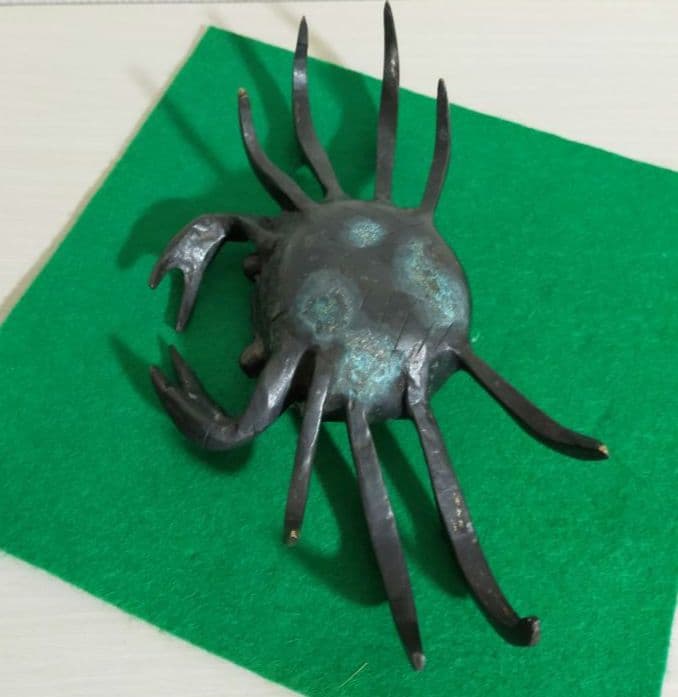 セール✨アンティーク　大きめ　蟹　古銅製　金属工芸品　運気上昇縁起置物