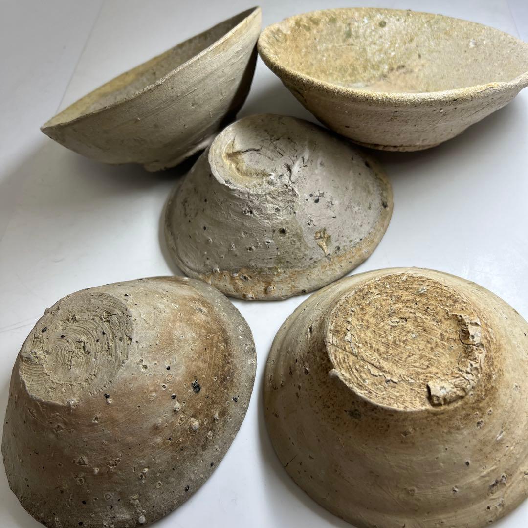 専用　鎌倉時代　山茶碗5客　口径約14~15.5㎝　東Y7-1225③タエカ