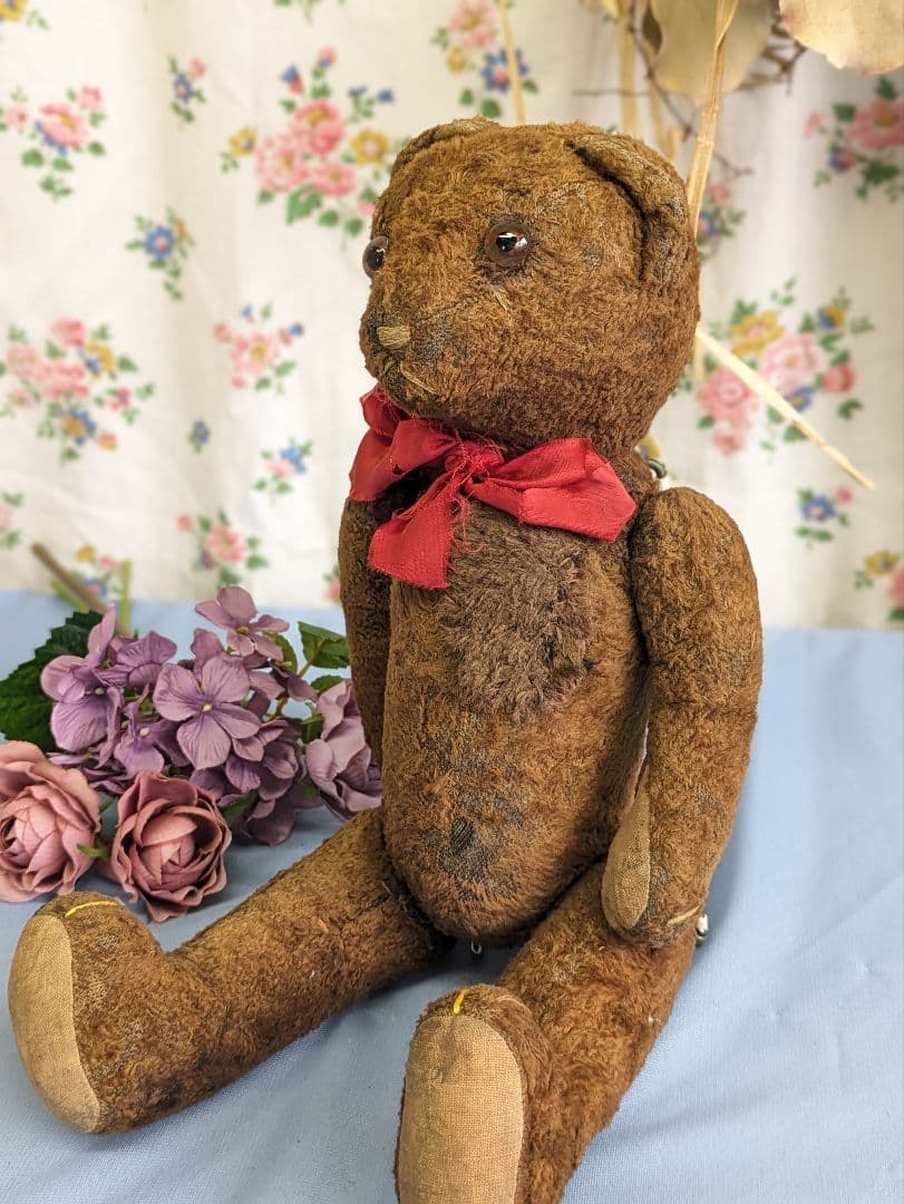 フランス アンティーク テディベア 34cm 1950年代 パッチワークあり