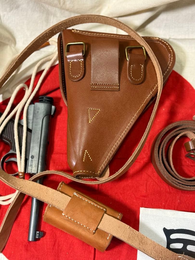 憲兵隊4点セット★14年式拳銃嚢＋吊り紐＋予備弾盒＆ベルト＋腕章（複製品）サバゲ