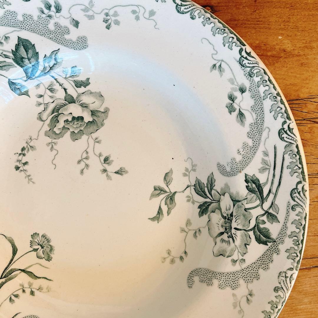 ショワジールロワ　淡いグリーンが素敵な花柄のスーププレート