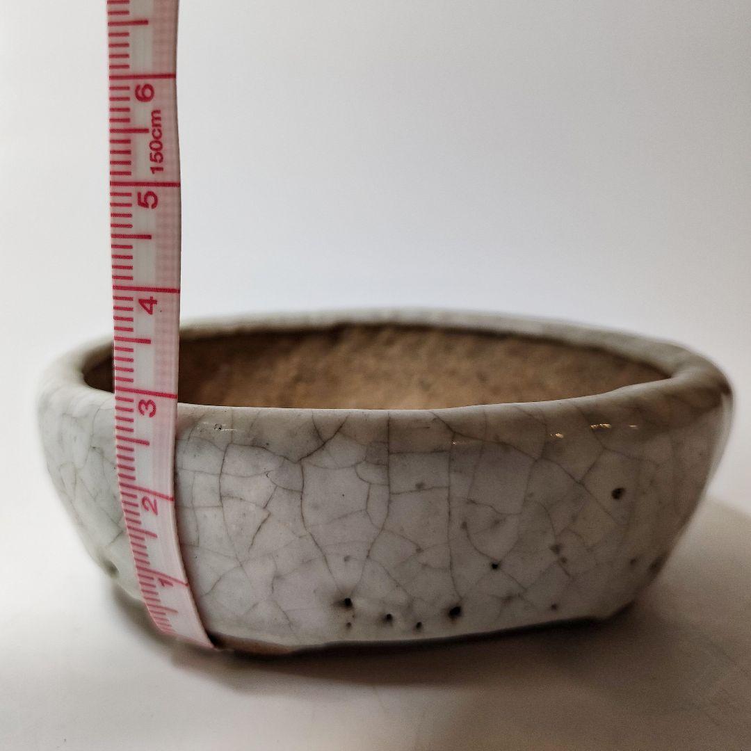 高雄香葉　白釉切脚楕円鉢