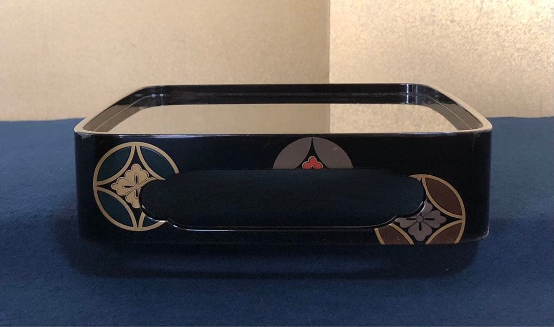 《レ》黒塗 七宝蒔絵 四段重 重台付 平安光村造 共箱 251201お2