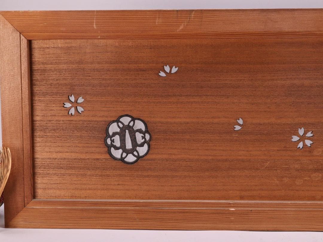 BK181　書院欄間　透かし彫り　さくら図　鍔象嵌　武具　刀剣 和室 茶室