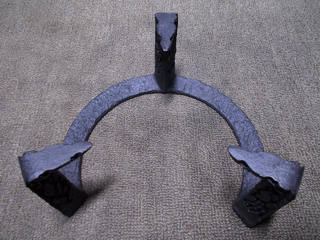 茶道具 風炉釜セット 茶釜 釜環 未使用五徳 重厚唐銅面取風炉 送料込み