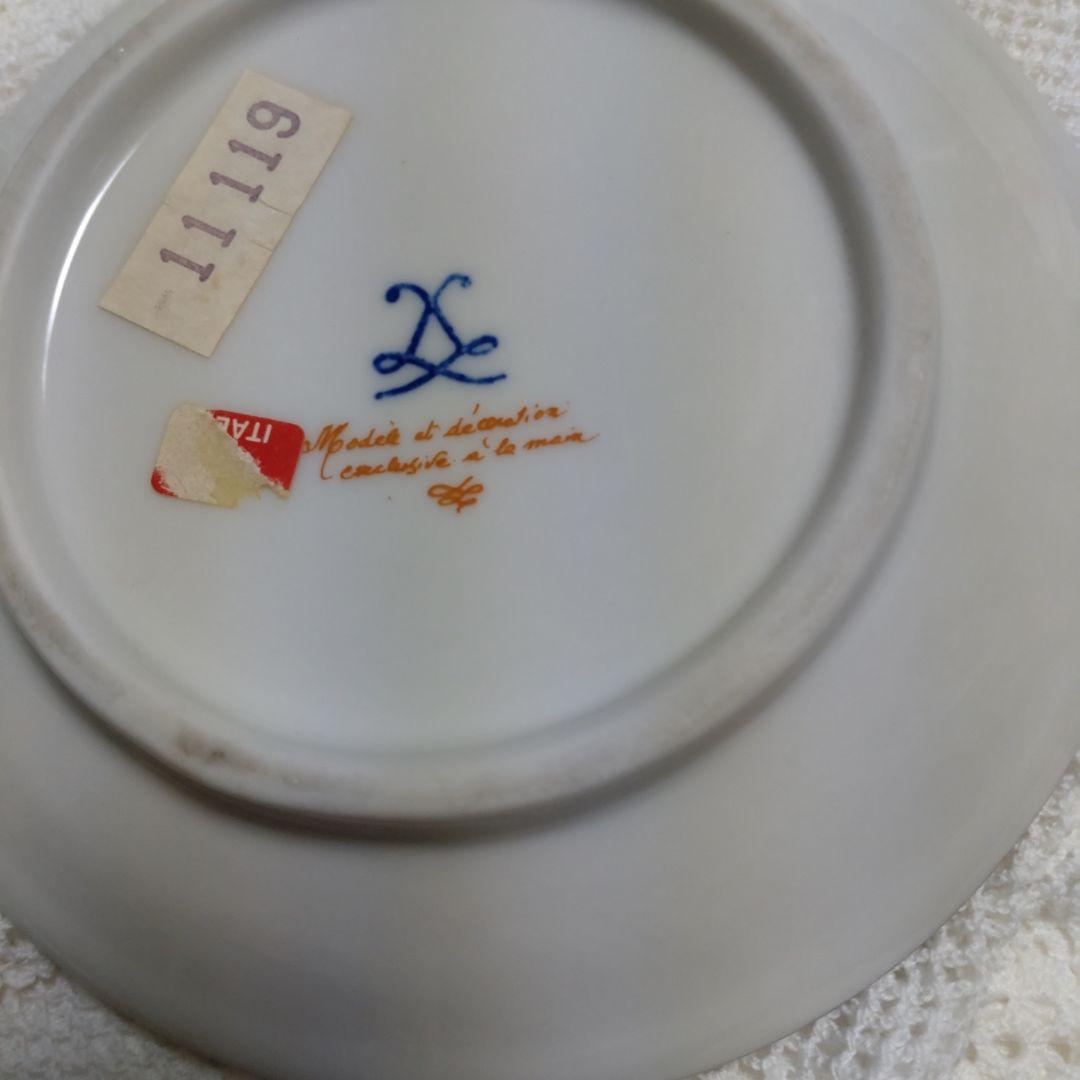 ビンテージイタリー製手描き花柄バタフライの取っ手装飾のシュガーポット