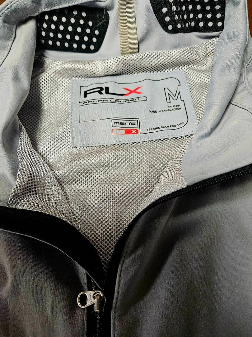 送料無料/超美品RLX RALPH LAUREN ハーフジップ半袖グレー（M)