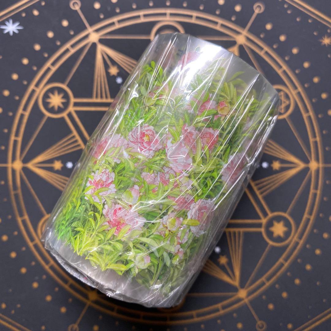 【8923】海外　マステ　5m巻　PETマスキングテープ　お花系　ボタン　ピンク