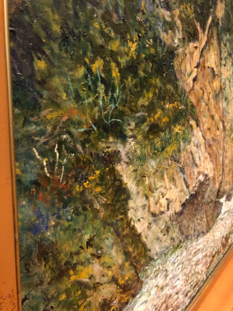 油彩画　　題名　絶壁の高浜海岸