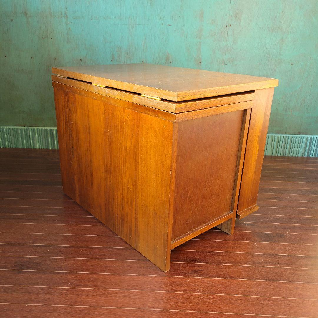 昭和レトロ 木製 伸縮 文机 ローテーブル 引き出し付き