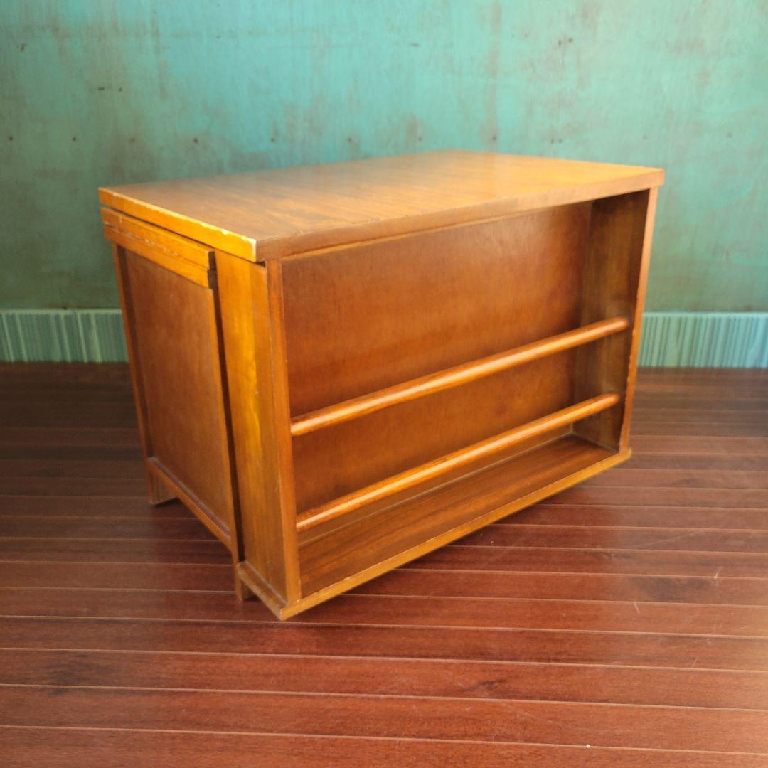 昭和レトロ 木製 伸縮 文机 ローテーブル 引き出し付き