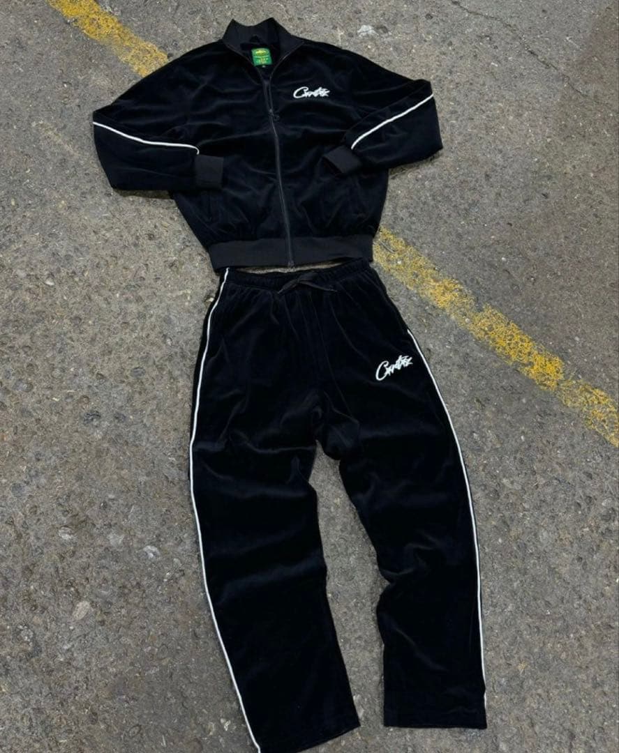 即日発送　corteizセットアップ ベロア　ブラック　Sサイズ　コーテイズ