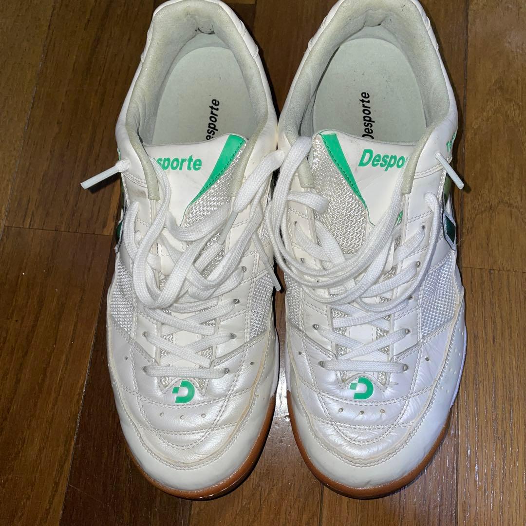 超美品　使用1回 Desporte フットサルシューズ ホワイト/グリーン