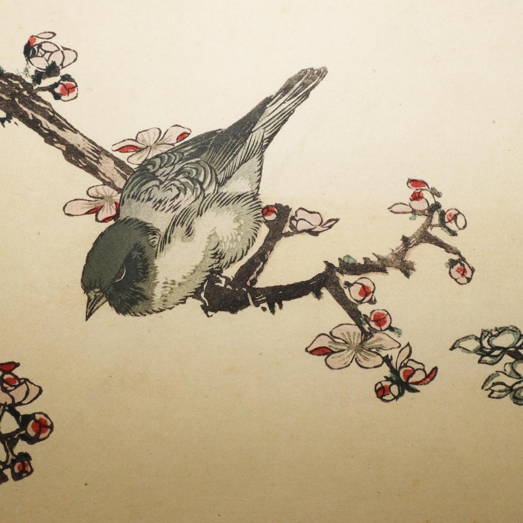 葛飾北斎　大判　木版画　花鳥図　浮世絵　梅　鳥