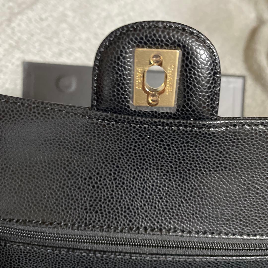 さくら様CHANEL ダブルチェーン　フラップバッグ　キャビアスキンゴールド