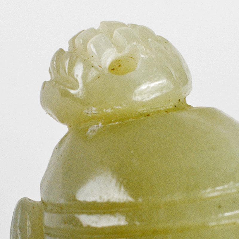 中国　玉石白玉彫刻　霊芝刻　根付　紙鎮　置物　C　R7025E