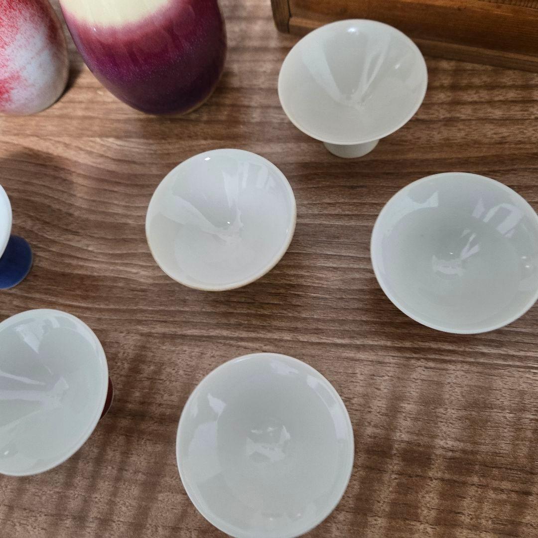 朝日窯　酒器セット 陶器製 2本の徳利と6つの杯