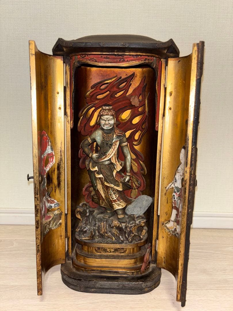 【希少】不動明王　仏像　厨子　室町時代