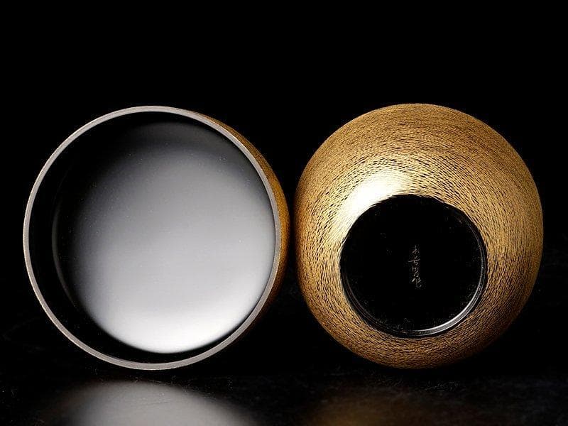 棗　前志芸男作 沈金引松葉之図  茶道具