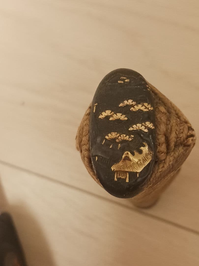 刀装具　武具　拵え　目貫　柄　本鮫皮 金象嵌　江戸時代前期