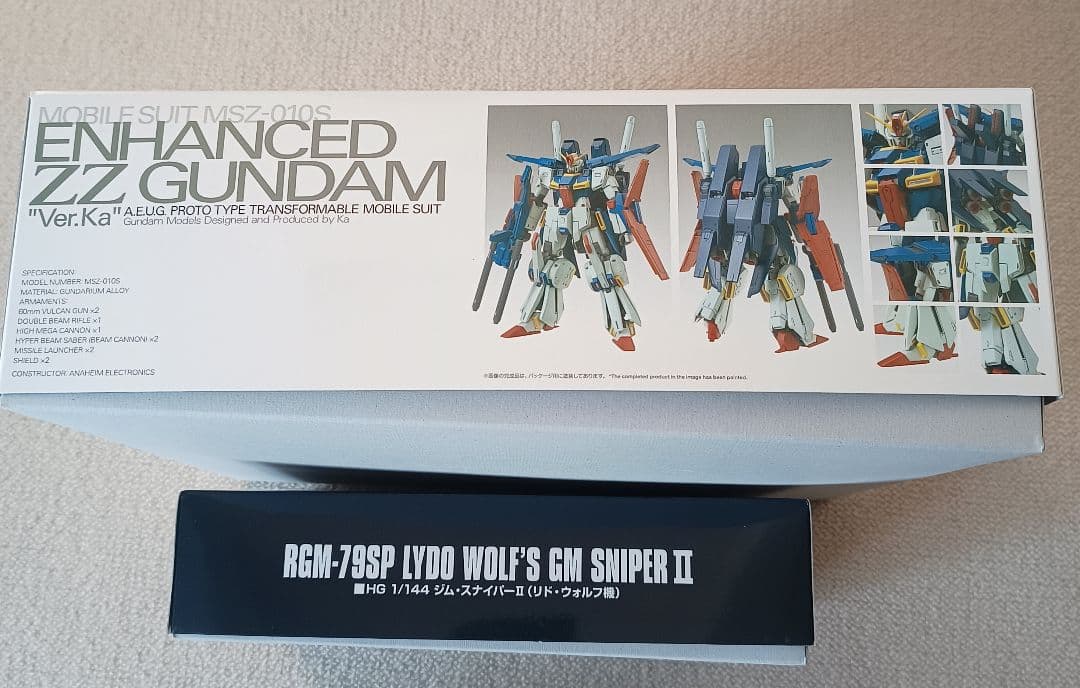 ＭＧ 強化型ZZガンダム Ver．Ka、HGジム・スナイパーＩＩリド・ウォルフ機