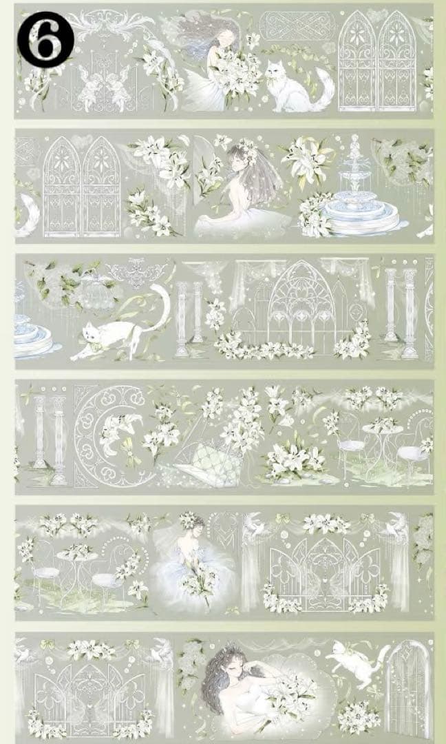 【D】海外　10m巻　貝殻光/貝殻金マスキングテープ　人物系/お花系/景色系