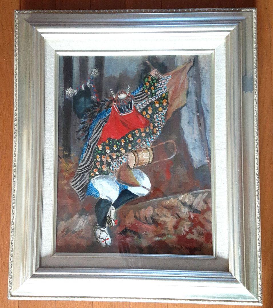 絵画　油彩　黒澤國昭　鹿子踊　ししおどり　F6号