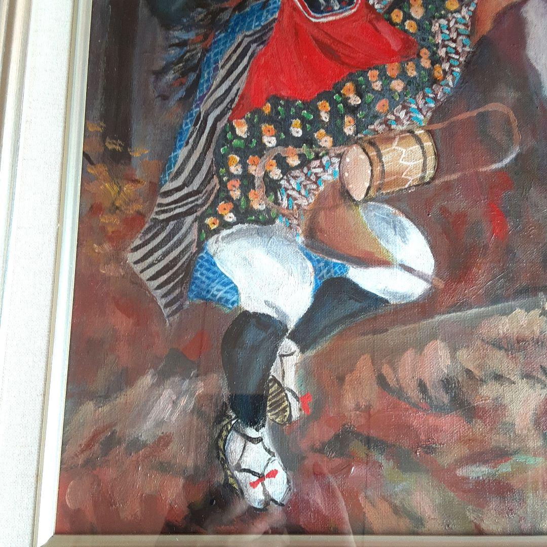 絵画　油彩　黒澤國昭　鹿子踊　ししおどり　F6号