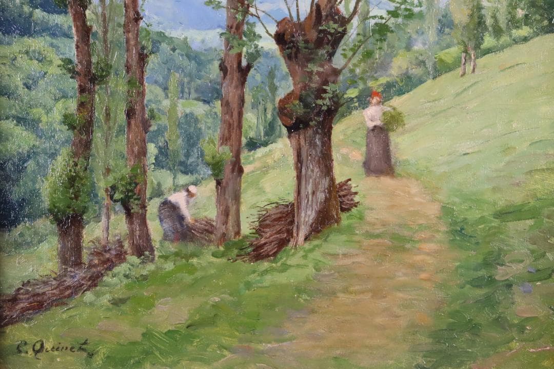 真作保証 19世紀古画 Charles-HenriQuinet 風景画油彩10号