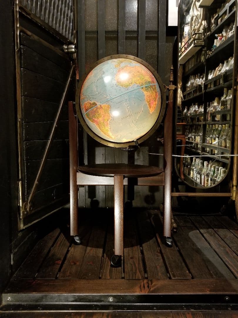 レア　北欧　デンマーク製　スキャングローブ社　木製　地球儀　ウッド　ランプ
