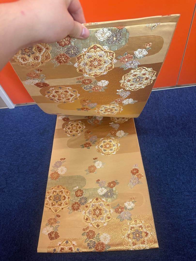 2680袋帯 古代彫金紋 西陣織 金糸　高級上質上品　約440cm 未使用