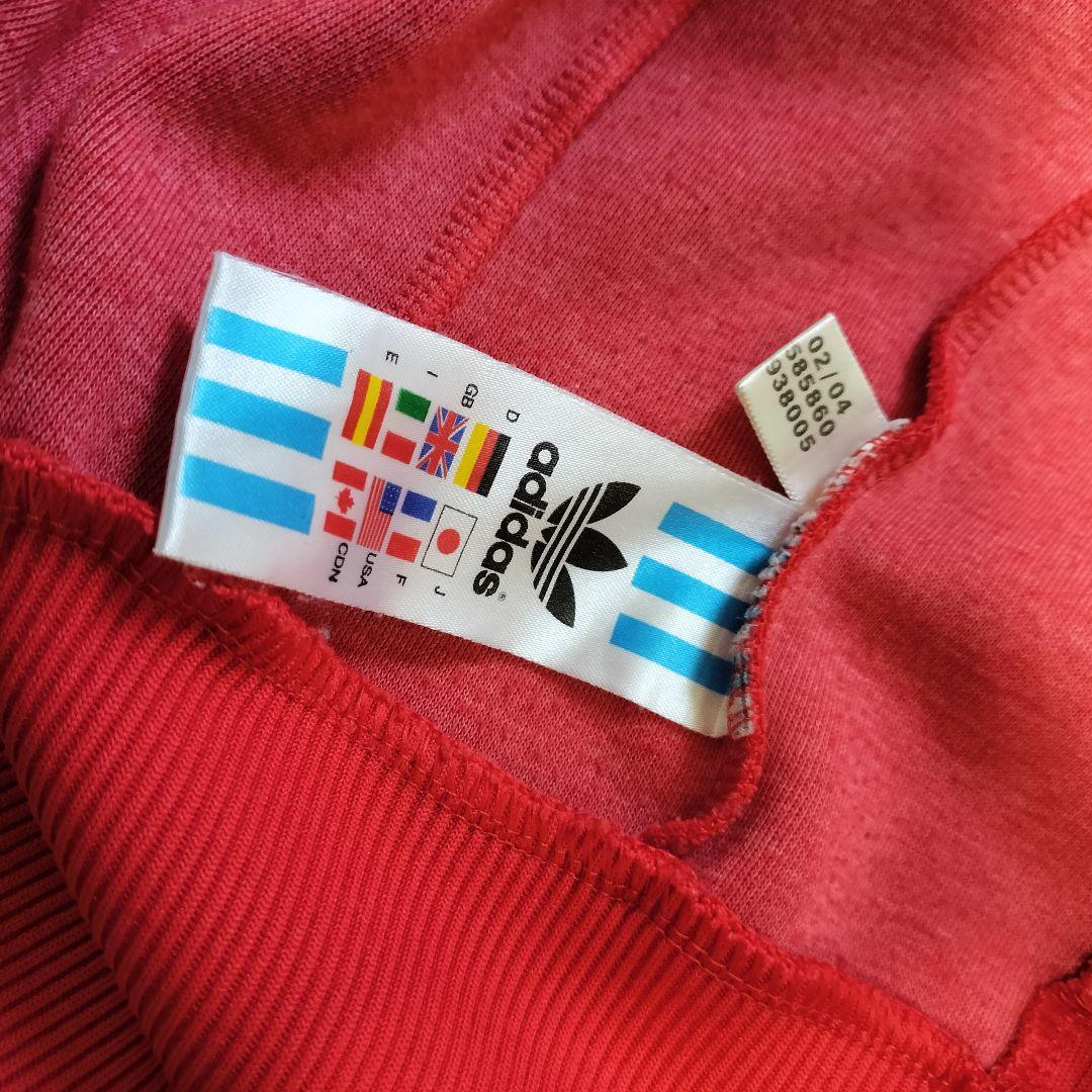 ★人気　アディダス　ジャージ　トラックジャケット　刺繍ロゴ　レッド×ブラックL