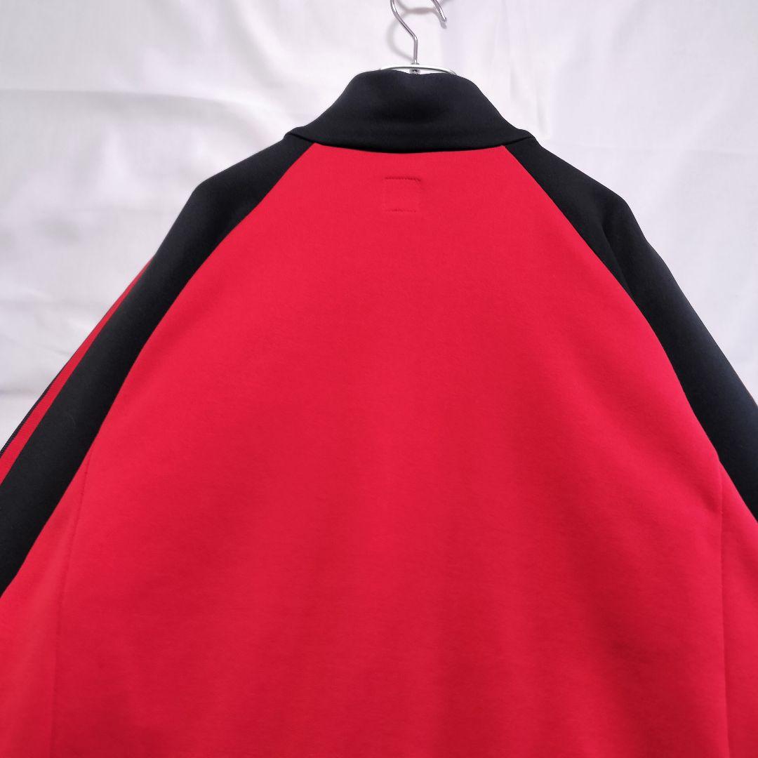 ★人気　アディダス　ジャージ　トラックジャケット　刺繍ロゴ　レッド×ブラックL