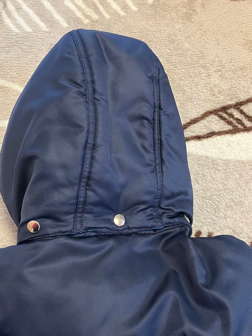 ［美品］umbro　ロングダウンコート　 ベンチコート　ネイビー フード付　L